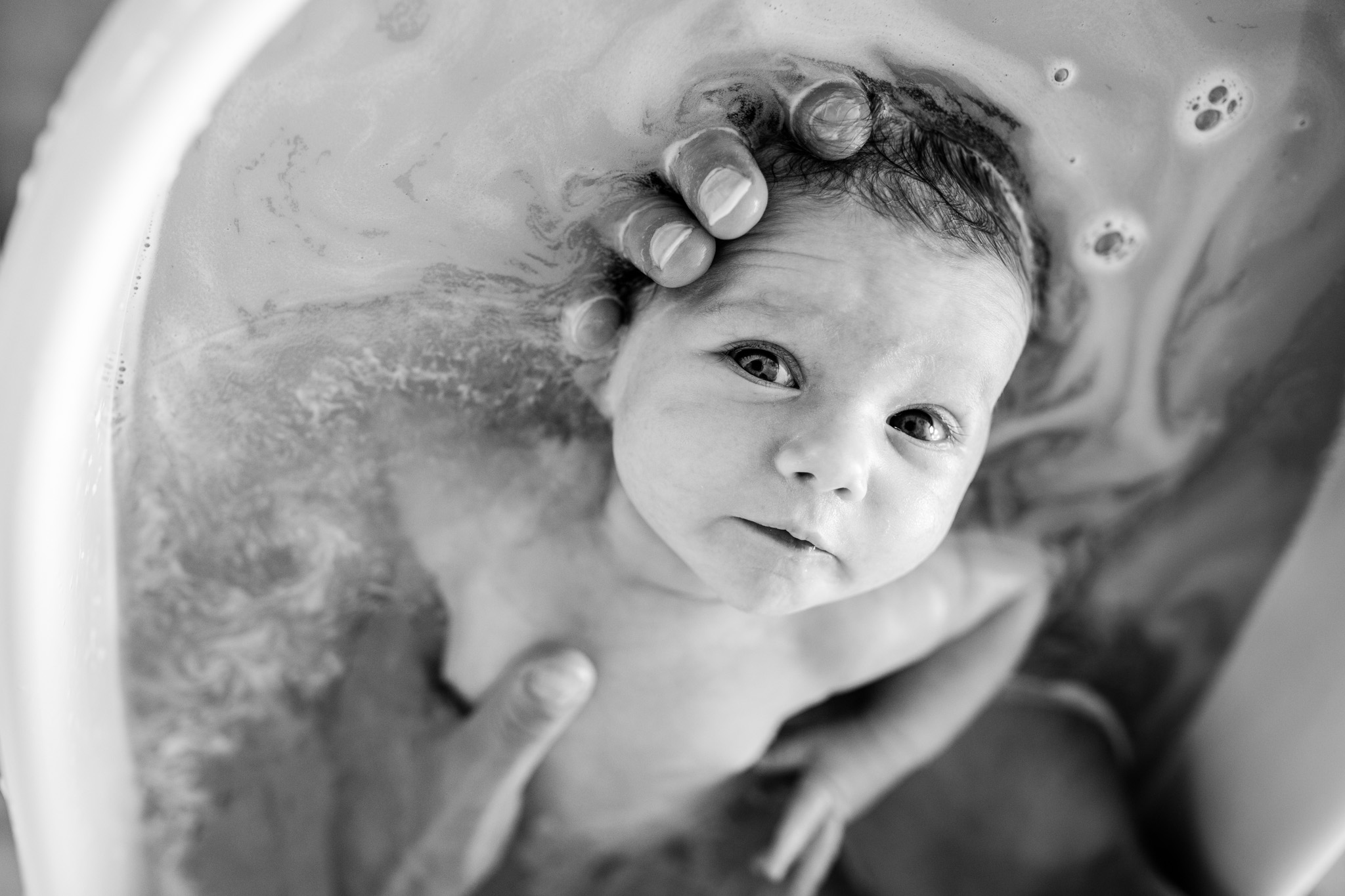 newborn bath, portrait