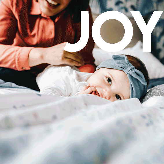 gif with images of families enjoying each other. It displays the words joy, love, connection