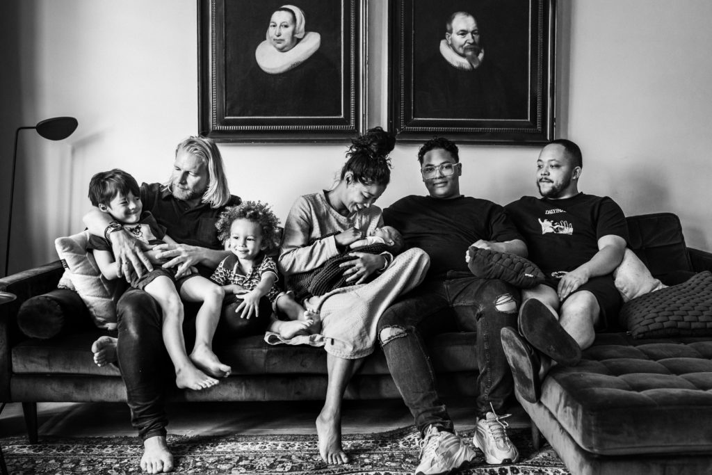 black and white family portrait for blog post about how choosing your photos